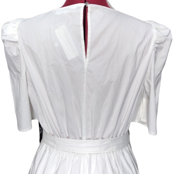 NY & Co. New Puff Sleeve White Poplin Wrap Dress Small - Picture 8 of 12